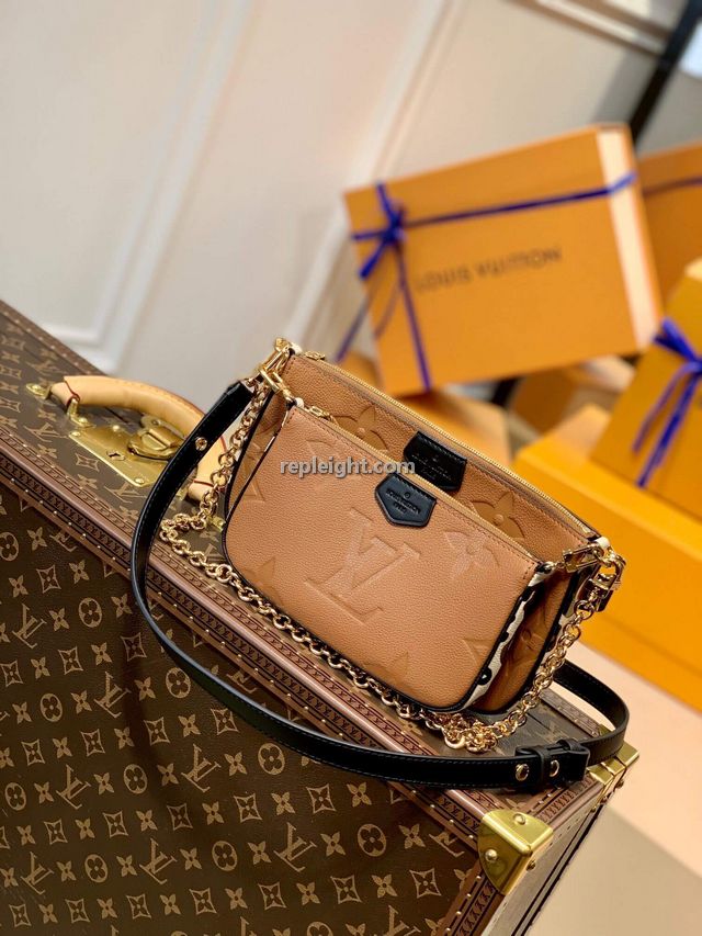 LOUIS VUITTON-M45839 루이비통 카라멜 모노그램 앙프렝뜨 레오파드 프린트 멀티 포쉐트 악세수아