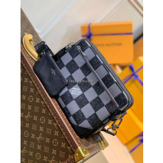 LOUIS VUITTON-N80401 루이비통 블랙 다미에 카우하이드 가죽 트리오 메신저