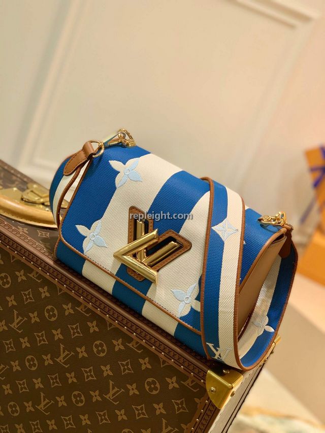 LOUIS VUITTON-M57659 루이비통 블루 엠브로이더드 캔버스 트위스트 MM