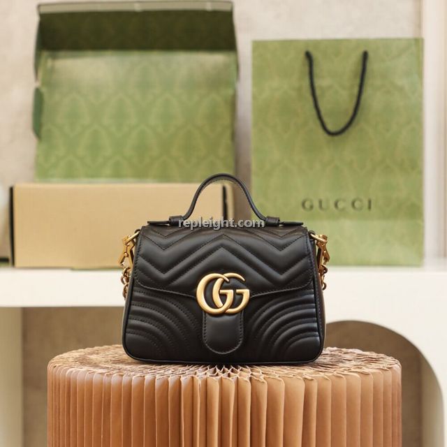 GUCCI-547260 1000 구찌 블랙 GG 마몽 미니 탑 핸들 백