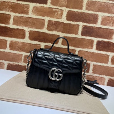 GUCCI-583571 1000 구찌 GG 마몽 블랙 가죽 미니 탑 핸들백