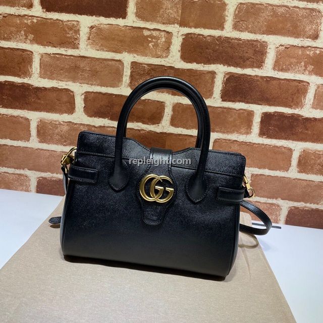 GUCCI-658450 1000 구찌 블랙 더블 G 스몰 탑 핸들백