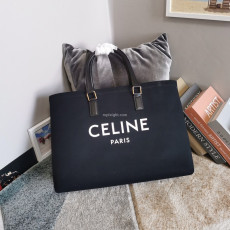 CELINE-190062 셀린느 블랙 로고 프린트 코튼 토트백