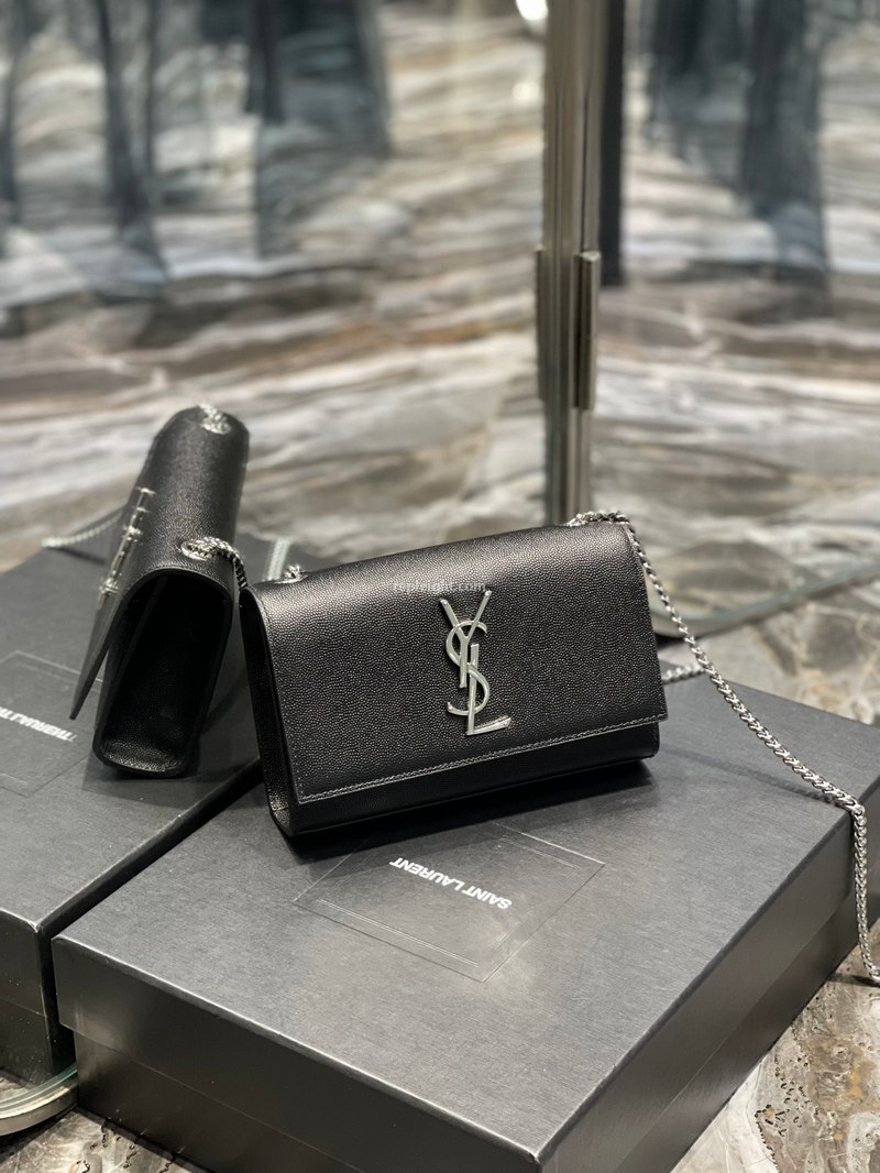 SAINT LAURENT-469390 생 로랑 블랙 실버 스몰 케이트 모노그램 사첼백