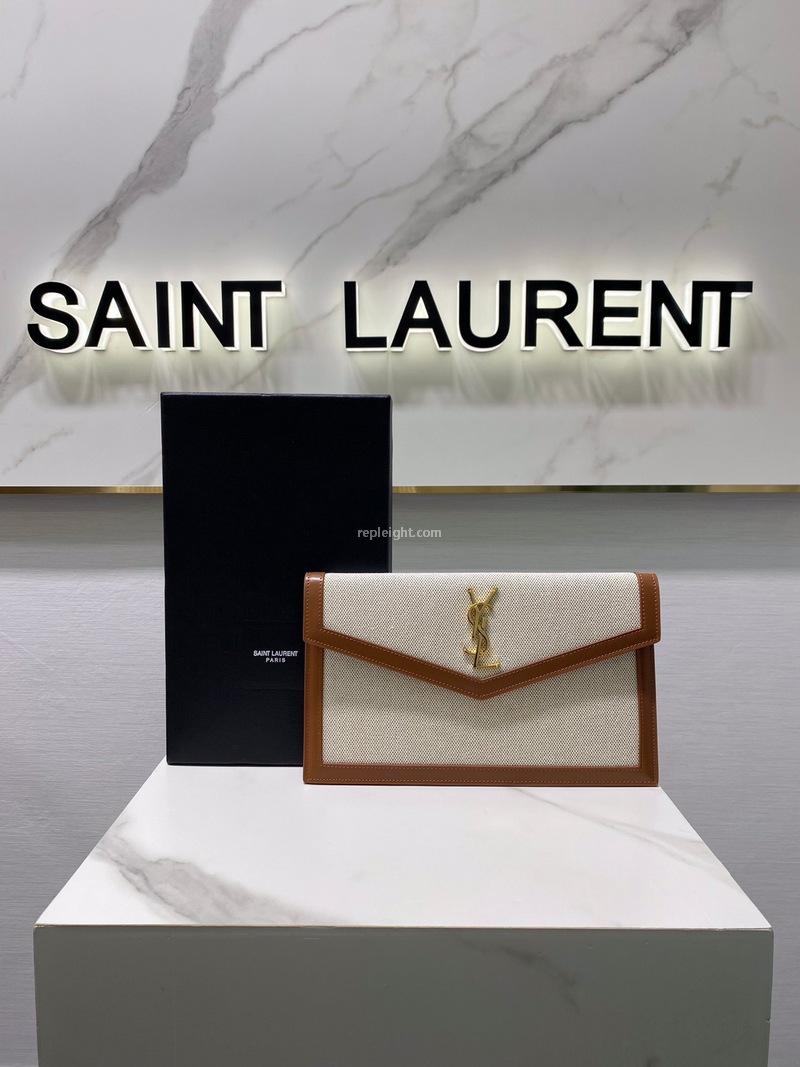 SAINT LAURENT-565739 생 로랑 내추럴 베이지 캔버스 업타운 파우치