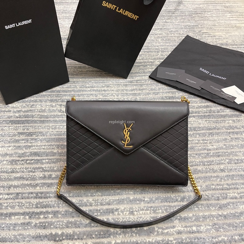 SAINT LAURENT-668864 생 로랑 블랙 퀼트 램스킨 GABY 체인 백