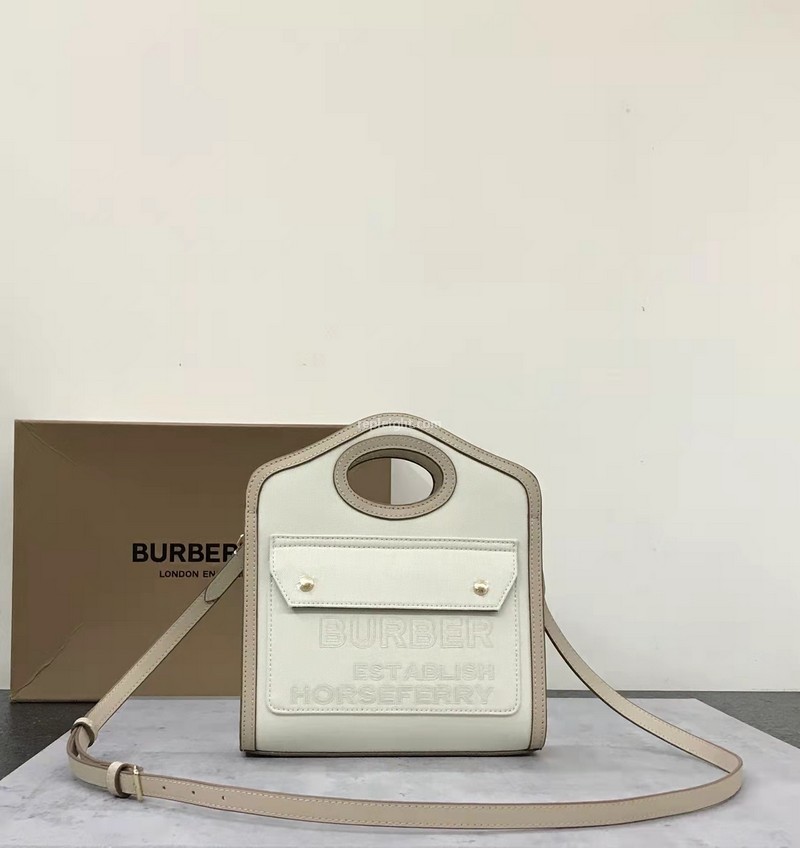 BURBERRY-80429951 버버리 에크루 미니 호스페리 리넨 코튼 캔버스 포켓 백