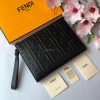 FENDI-7VA491 펜디 블랙 더블 F 양가죽 플랫 파우치