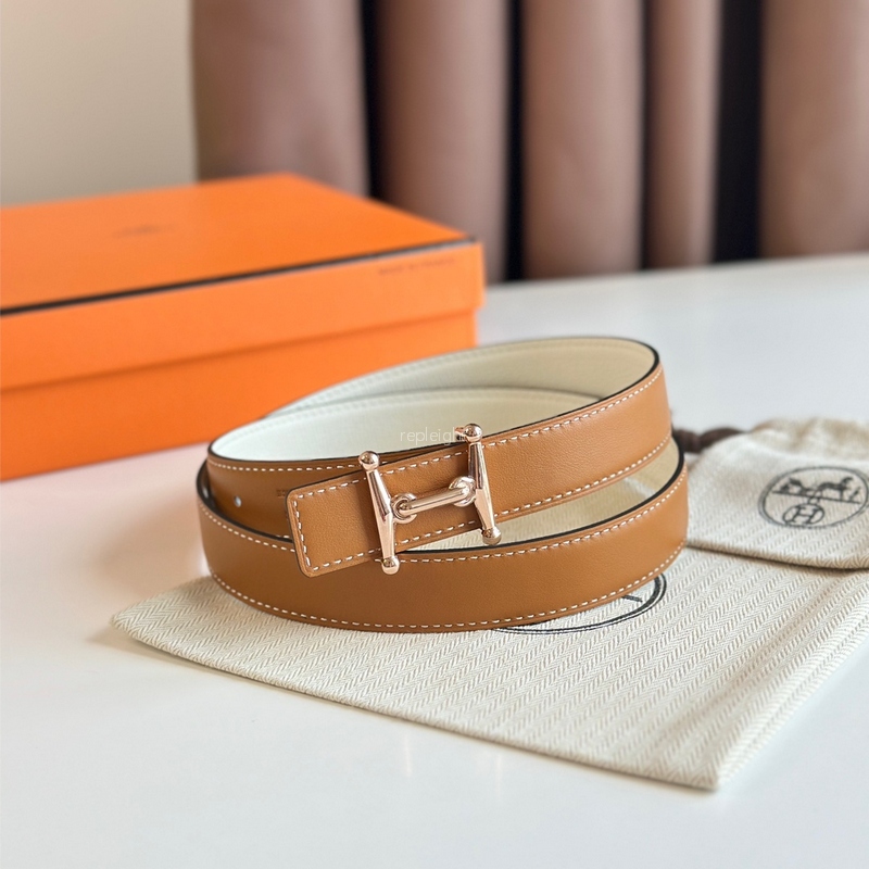 에르메스-HERMES MORS H BELT BUCKLE & REVERSIBLE LEATHER STRAP 24MM (9)