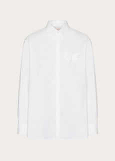 발렌티노 - VALENTINO 4V3ABR959VA_0BO COTTON POPLIN SHIRT WITH EMBROIDERED BUTTERFLY