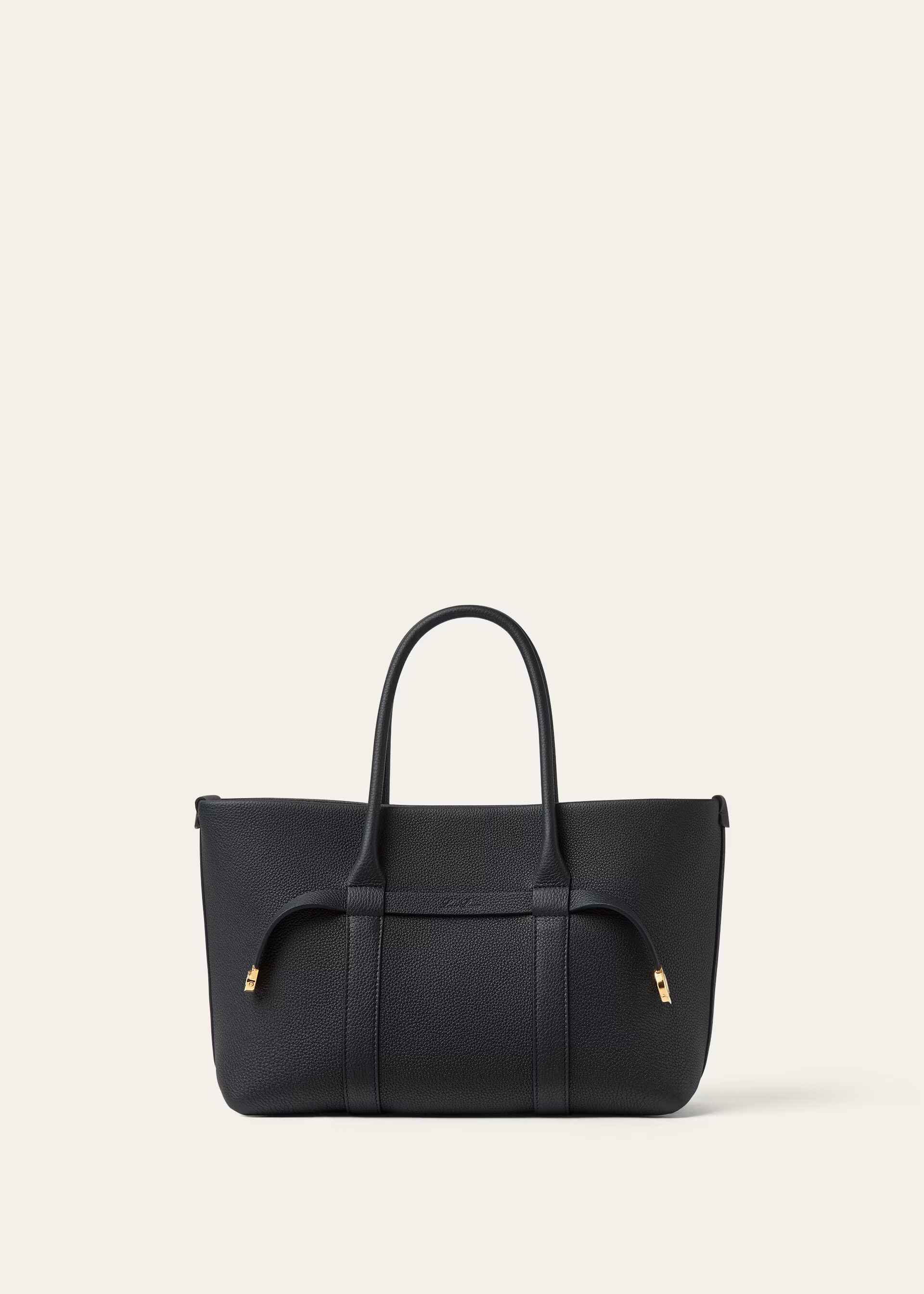 Loro Piana-로로피아나 FAO7473 로로피아나 블랙 카프스킨 기에라 스몰 쇼퍼백